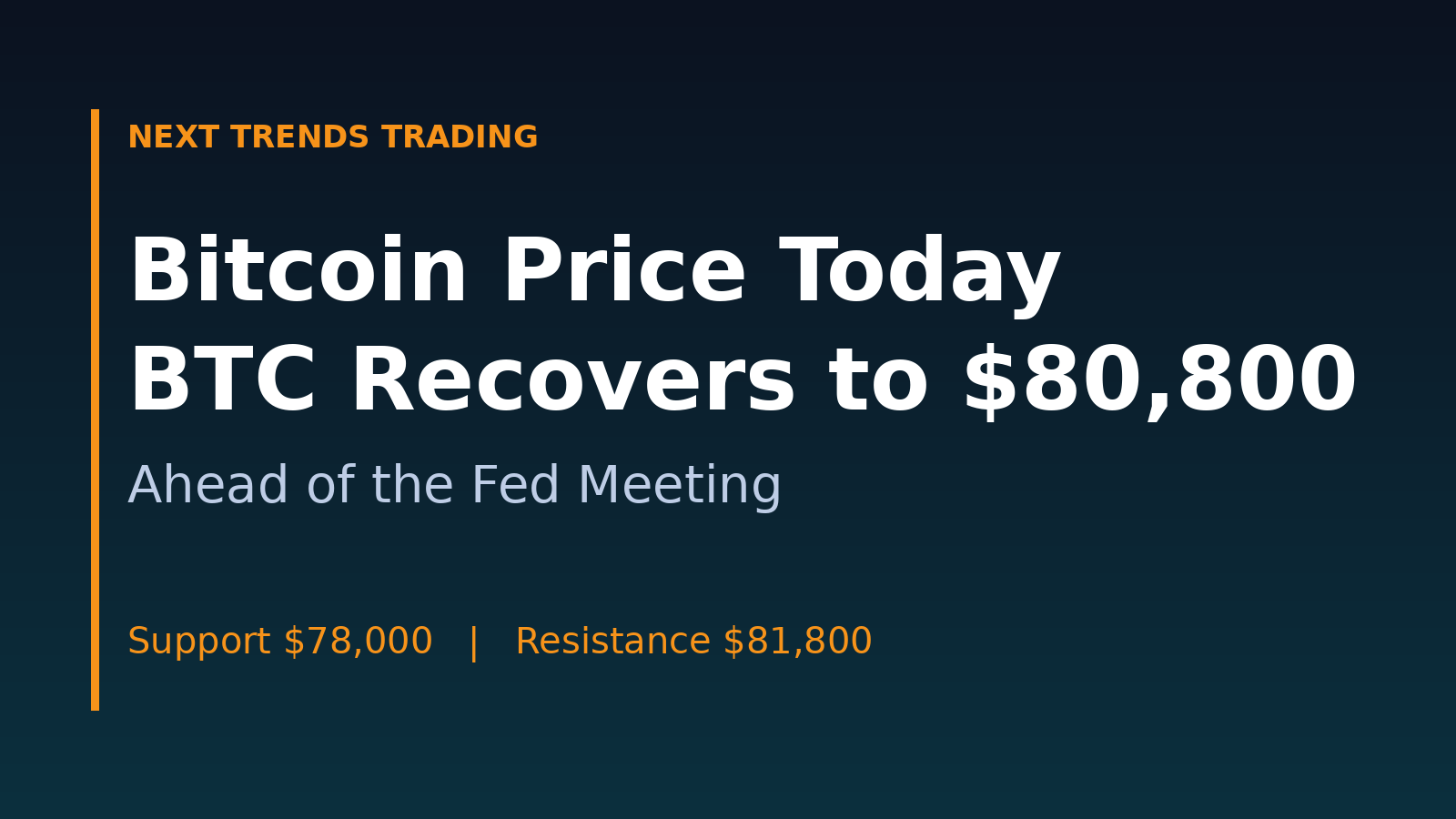 Bitcoin Price Today: BTC Recovers to $80,800 Before Fed Meeting